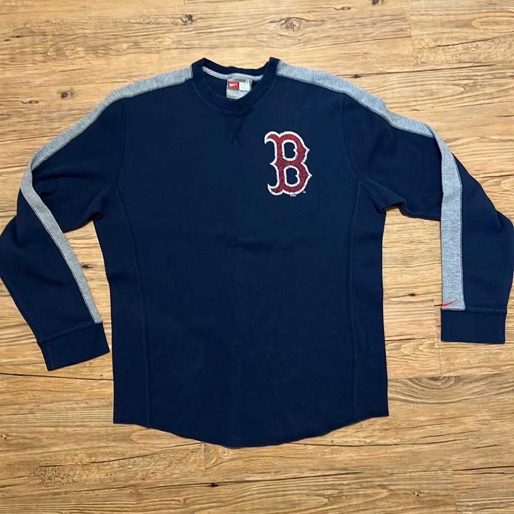 NIKE Vintage Crew Neck RED SOX Boston long sleeve Sweatshirt Thermal Top - XL